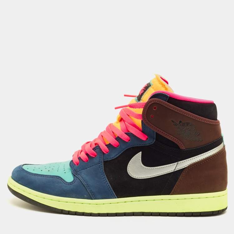 Pre Owned Air Jordans Jordan 1 Retro Tokyo Bio Hack Size 45.5 Multicolor Nubuck Leather High Top Sneakers