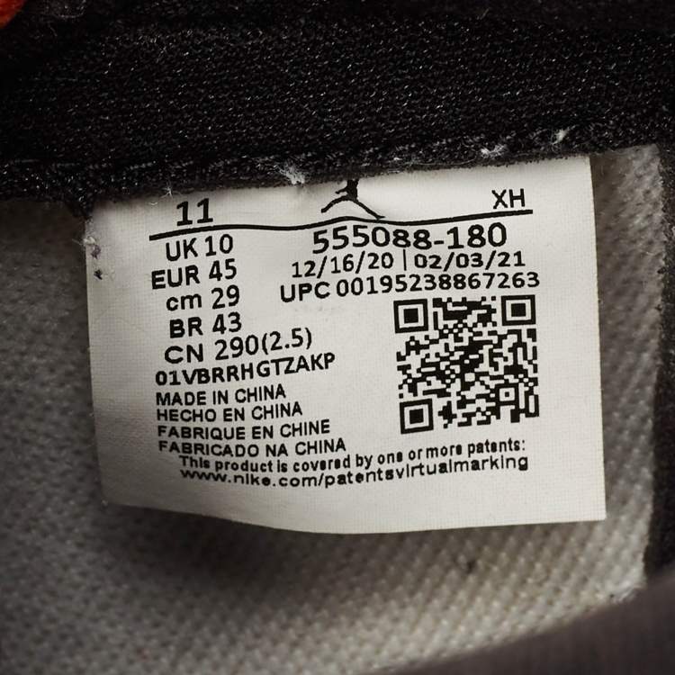 Pre Owned Air Jordans Jordan 1 Retro Electro Orange Size 45 Multicolor Leather High Top Sneakers