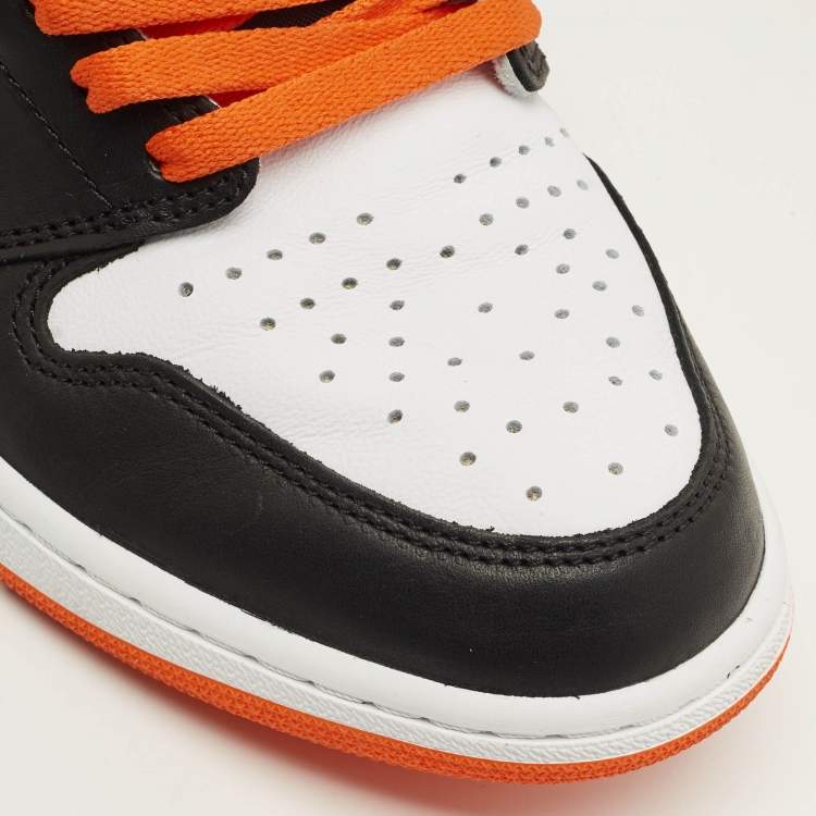 Pre Owned Air Jordans Jordan 1 Retro Electro Orange Size 45 Multicolor Leather High Top Sneakers