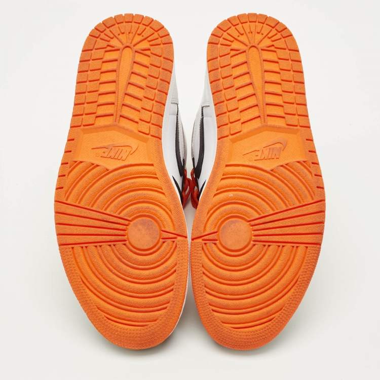 Pre Owned Air Jordans Jordan 1 Retro Electro Orange Size 45 Multicolor Leather High Top Sneakers