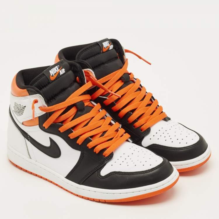 Pre Owned Air Jordans Jordan 1 Retro Electro Orange Size 45 Multicolor Leather High Top Sneakers