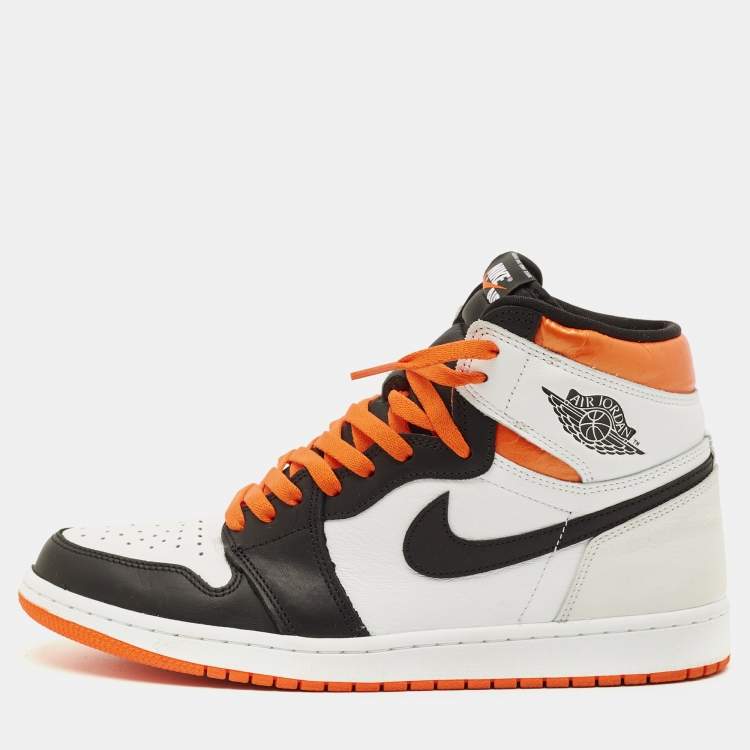 Pre Owned Air Jordans Jordan 1 Retro Electro Orange Size 45 Multicolor Leather High Top Sneakers