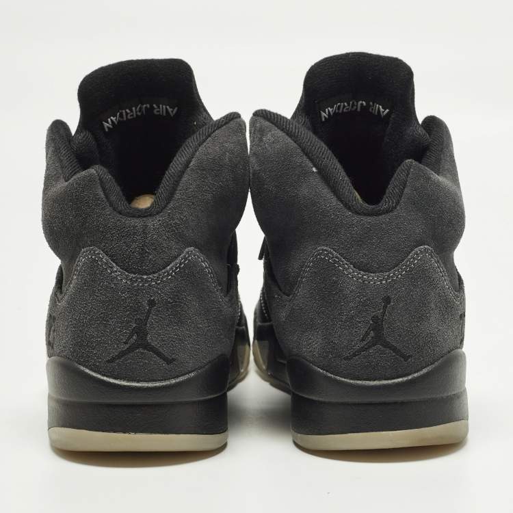 Pre Owned Air Jordans Jordan 5 Retro Anthracite Size 45 Black/Grey Mesh and Suede High Top Sneakers