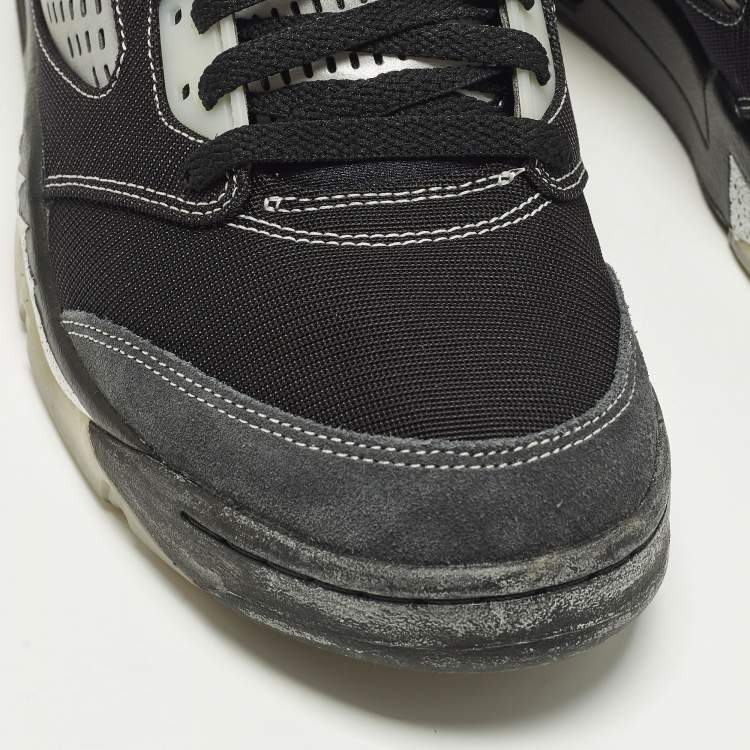 Pre Owned Air Jordans Jordan 5 Retro Anthracite Size 45 Black/Grey Mesh and Suede High Top Sneakers