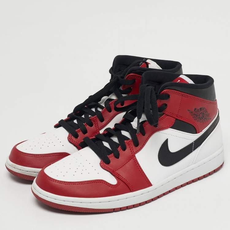 Pre Owned Air Jordans Jordan 1 Chicago Size 45 Multicolor Leather Mid Top Sneakers