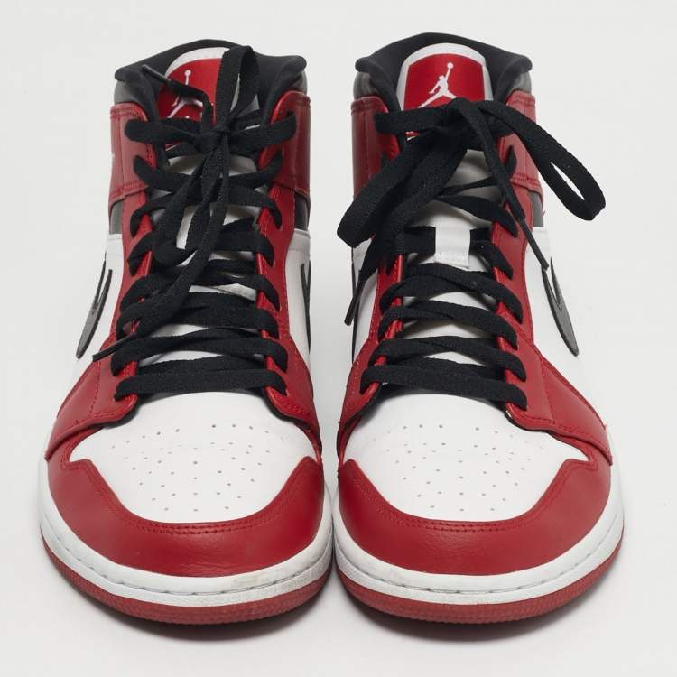 Pre Owned Air Jordans Jordan 1 Chicago Size 45 Multicolor Leather Mid Top Sneakers