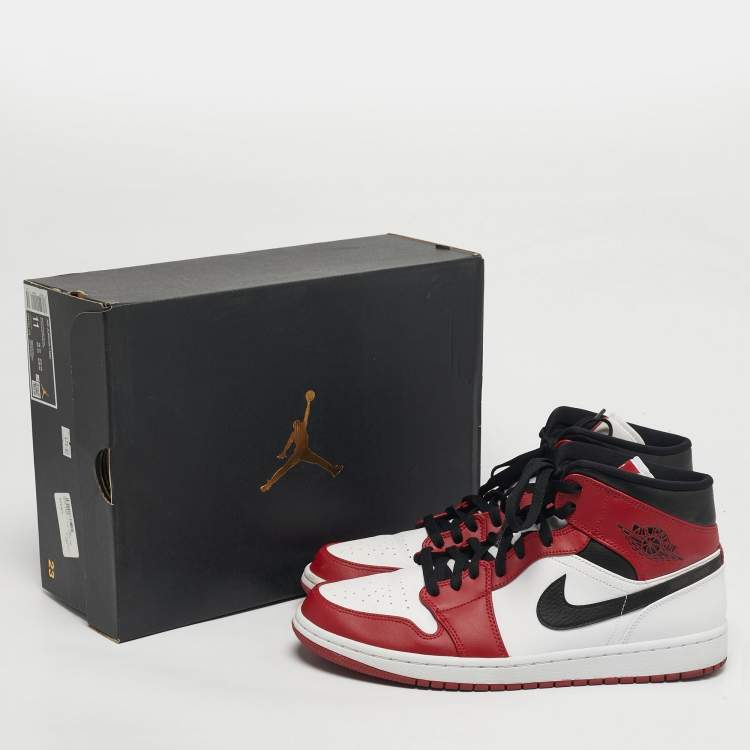 Pre Owned Air Jordans Jordan 1 Chicago Size 45 Multicolor Leather Mid Top Sneakers