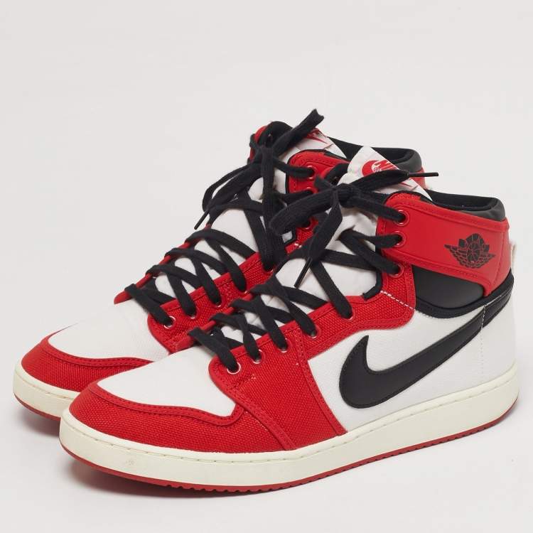 Pre Owned Air Jordans Jordan 1 Retro AJKO Chicago Size 45 Multicolor Canvas and Leather High Top Sneakers
