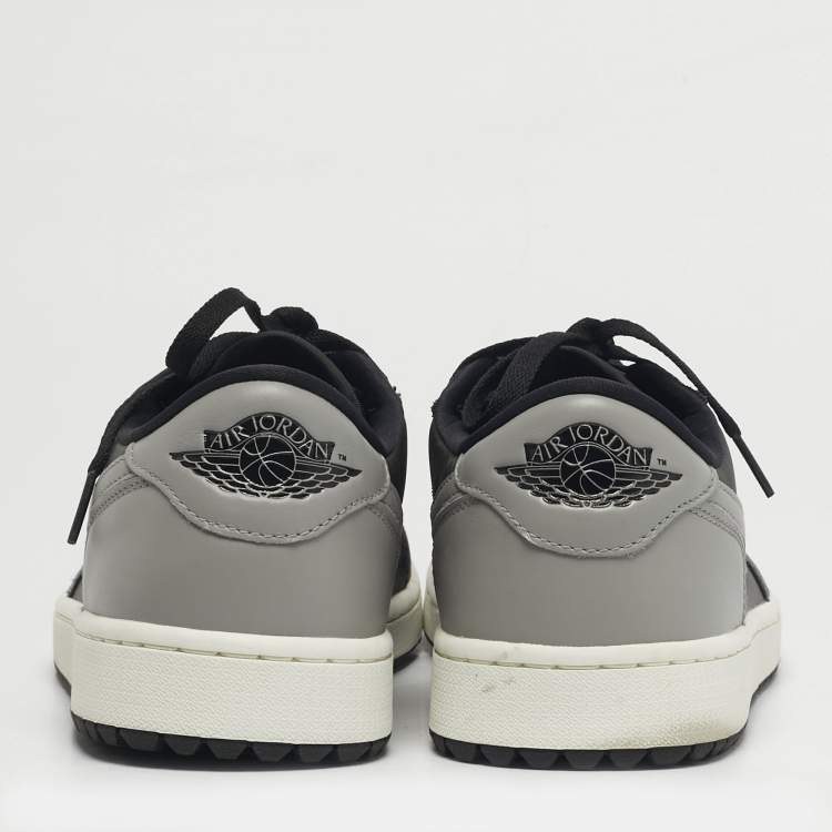 Pre Owned Air Jordans Jordan 1 Retro Golf Shadow Size 46 Black/Grey Leather Low Top Sneakers