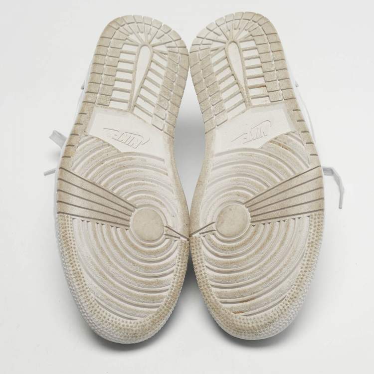 Pre Owned Air Jordans Jordan 1 White Camo Size 44 White/Grey Canvas and Leather Low Top Sneakers