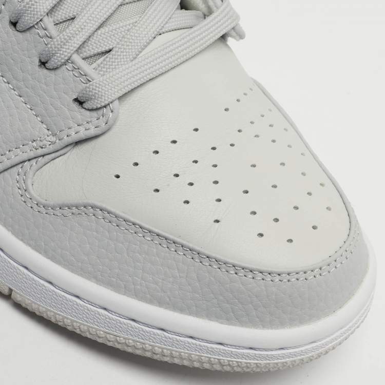 Pre Owned Air Jordans Jordan 1 White Camo Size 44 White/Grey Canvas and Leather Low Top Sneakers