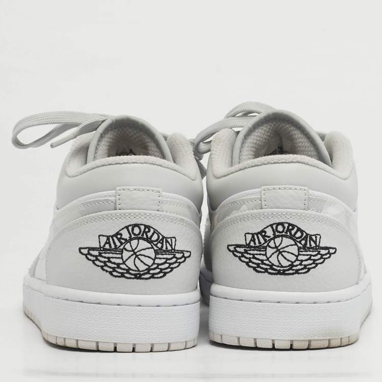 Pre Owned Air Jordans Jordan 1 White Camo Size 44 White/Grey Canvas and Leather Low Top Sneakers