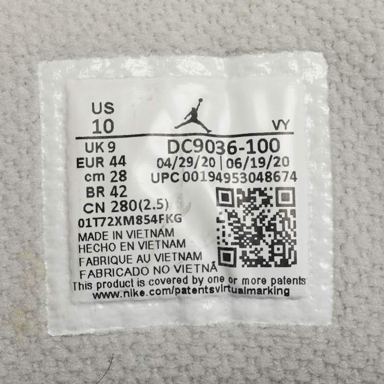 Pre Owned Air Jordans Jordan 1 White Camo Size 44 White/Grey Canvas and Leather Low Top Sneakers