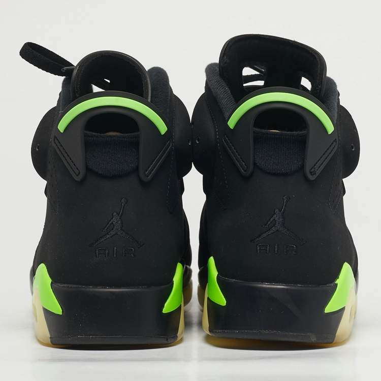 Pre Owned Air Jordans Jordan 6 Retro Electric Green Size 45 Black Durabuck Leather High Top Sneakers