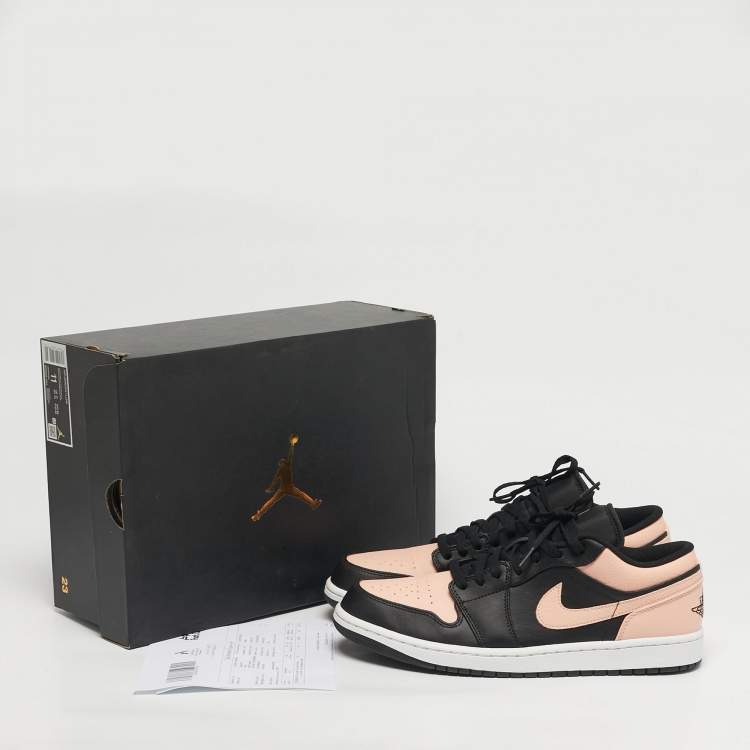 Pre Owned Air Jordans Jordan 1 Crimson Tint Size 45 Black/Pink Leather Low Top Sneakers