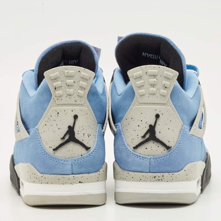 Pre Owned Air Jordans Jordan 4 Retro University Blue Size 45 Blue Suede High Top Sneakers