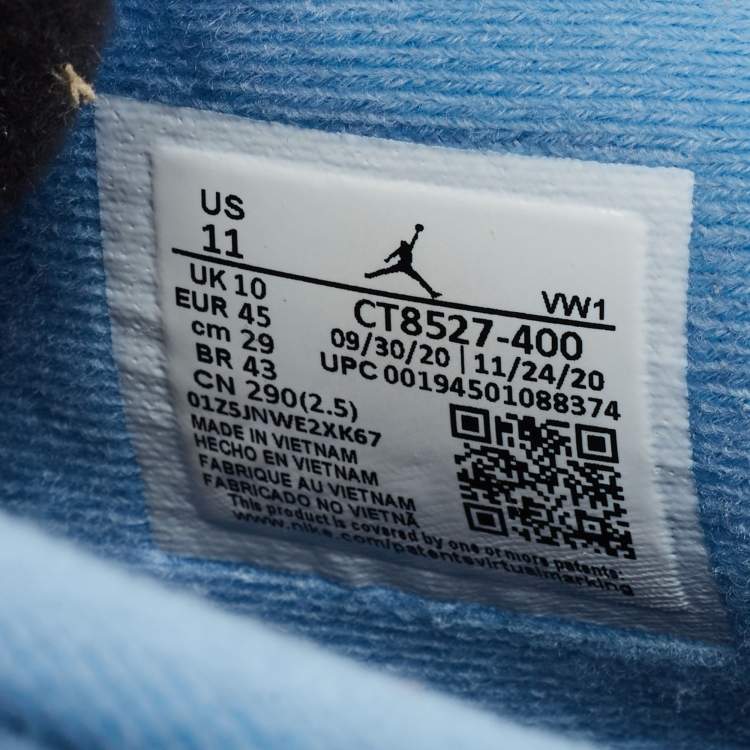 Pre Owned Air Jordans Jordan 4 Retro University Blue Size 45 Blue Suede High Top Sneakers