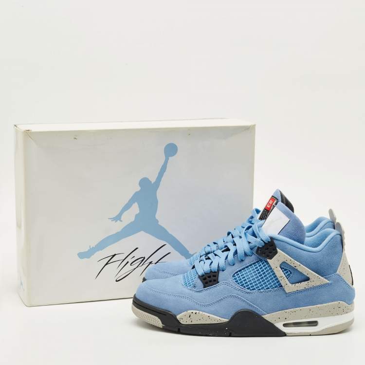 Pre Owned Air Jordans Jordan 4 Retro University Blue Size 45 Blue Suede High Top Sneakers
