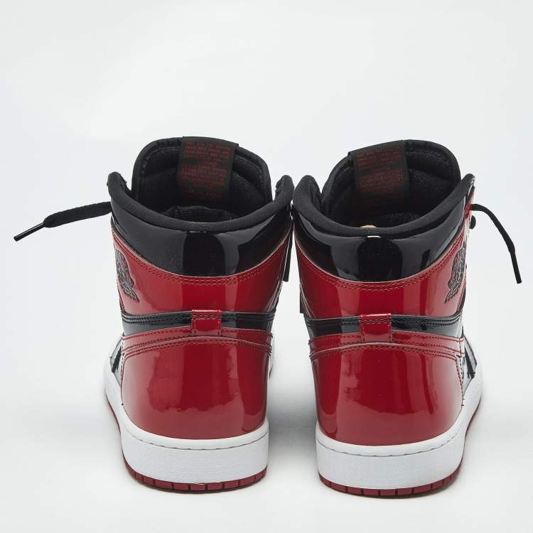 Pre Owned Air Jordans Jordan 1 Retro OG Bred Size 46 Black /Red Patent Leather High Top Sneakers