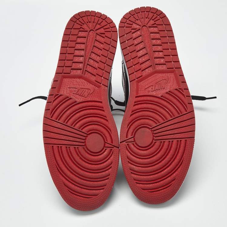 Pre Owned Air Jordans Jordan 1 Retro OG Bred Size 46 Black /Red Patent Leather High Top Sneakers