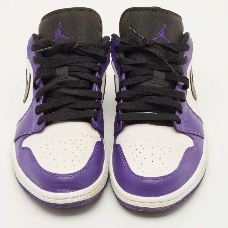 Pre Owned Air Jordans Jordan 1 Court Purple White Size 45 Multicolor Leather Low Top Sneakers