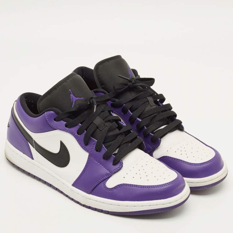 Pre Owned Air Jordans Jordan 1 Court Purple White Size 45 Multicolor Leather Low Top Sneakers