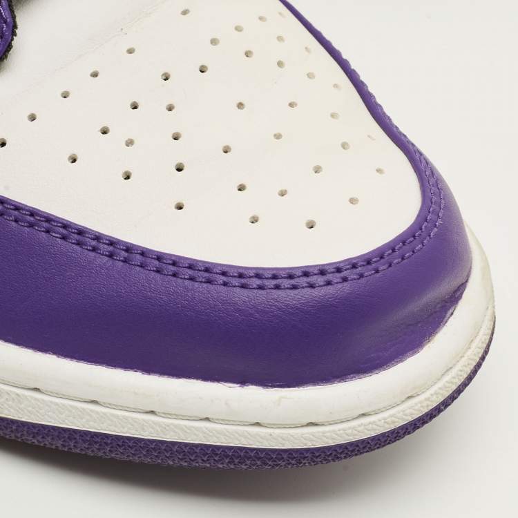 Pre Owned Air Jordans Jordan 1 Court Purple White Size 45 Multicolor Leather Low Top Sneakers
