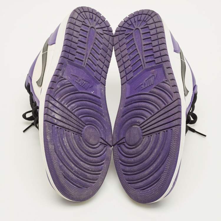 Pre Owned Air Jordans Jordan 1 Court Purple White Size 45 Multicolor Leather Low Top Sneakers