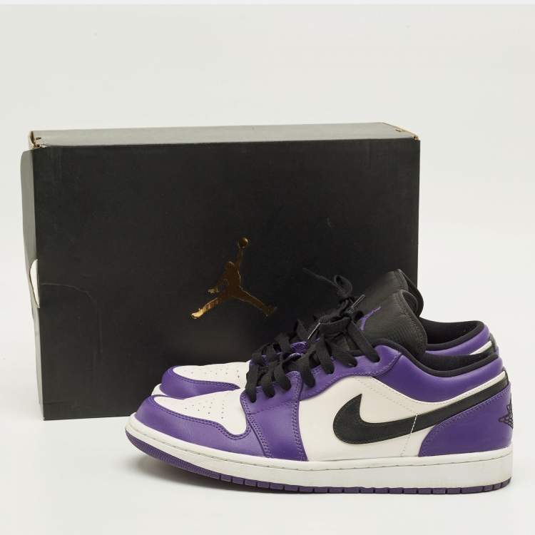 Pre Owned Air Jordans Jordan 1 Court Purple White Size 45 Multicolor Leather Low Top Sneakers