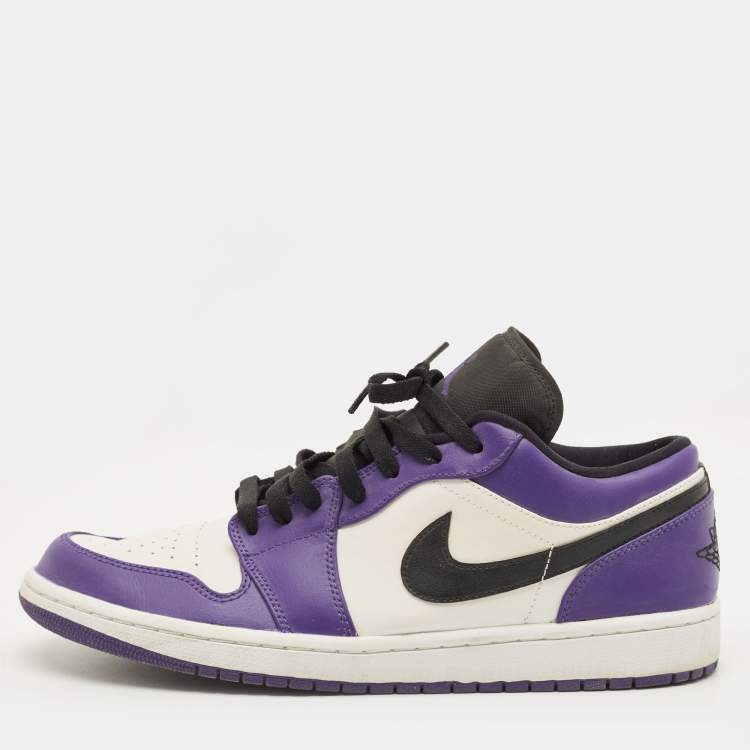 Pre Owned Air Jordans Jordan 1 Court Purple White Size 45 Multicolor Leather Low Top Sneakers