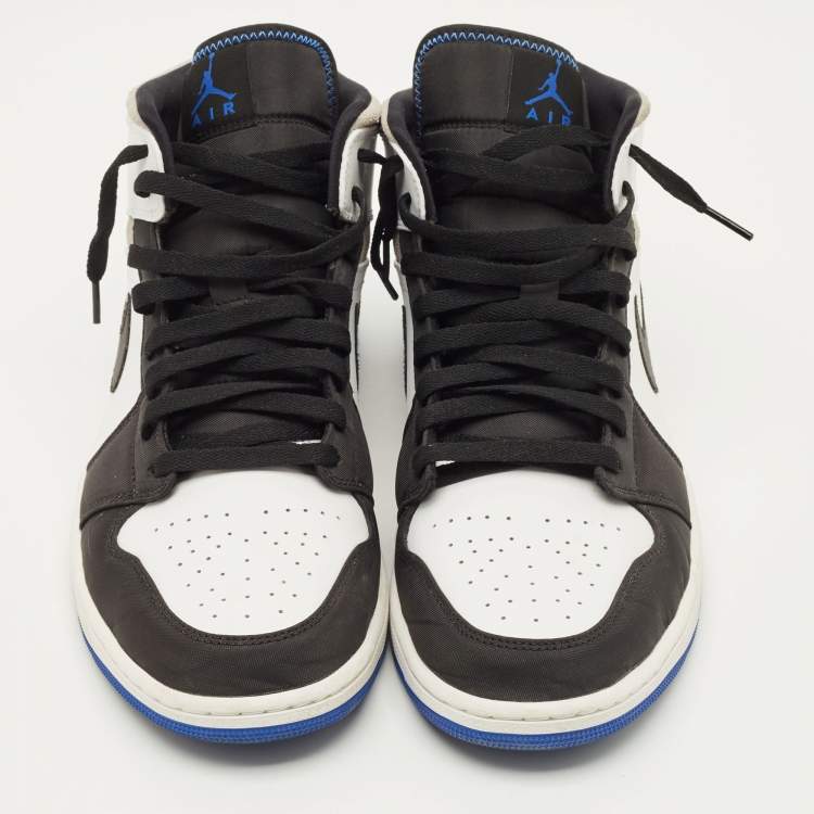 Pre Owned Air Jordans Jordan 1 SE Royal Black Toe Size 46 Multicolor Leather and Suede Mid Top Sneakers