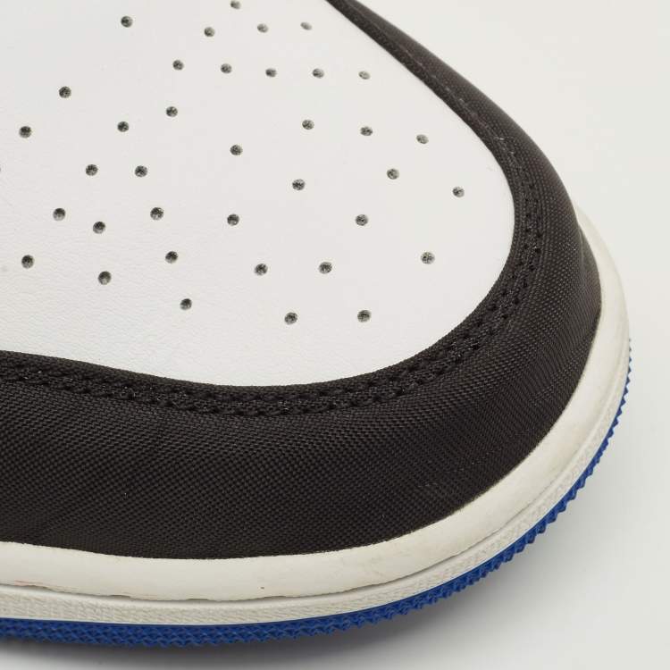 Pre Owned Air Jordans Jordan 1 SE Royal Black Toe Size 46 Multicolor Leather and Suede Mid Top Sneakers