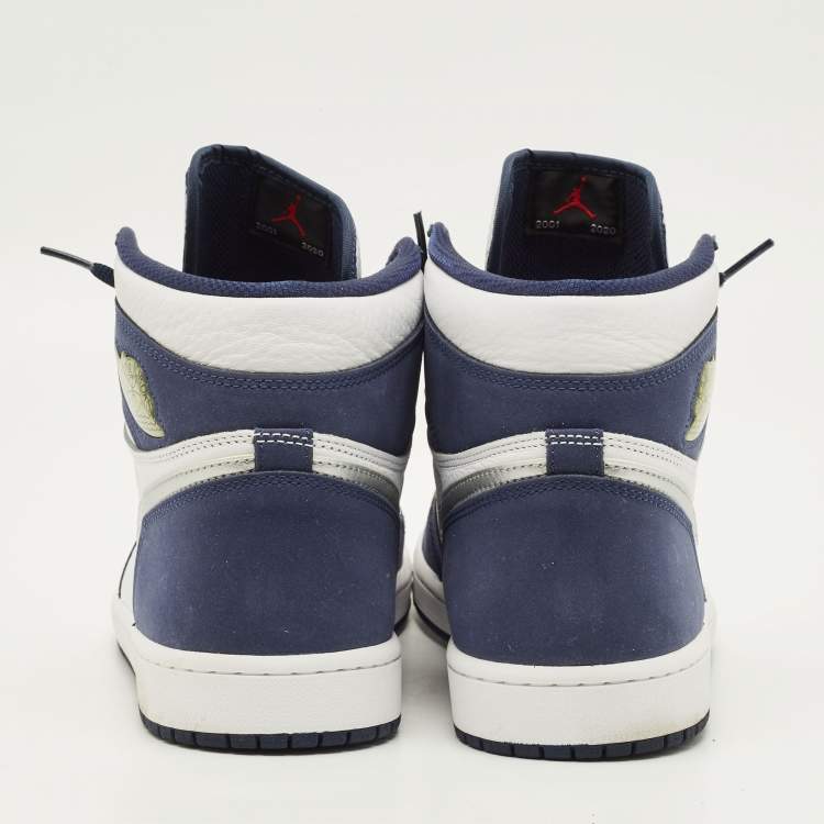 Pre Owned Air Jordans Jordan 1 Retro CO.JP Midnight Navy Size 45 Multicolor Nubuck and Leather High Top Sneakers