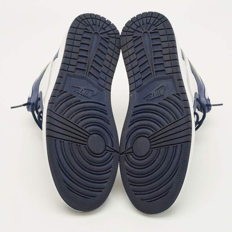 Pre Owned Air Jordans Jordan 1 Retro CO.JP Midnight Navy Size 45 Multicolor Nubuck and Leather High Top Sneakers