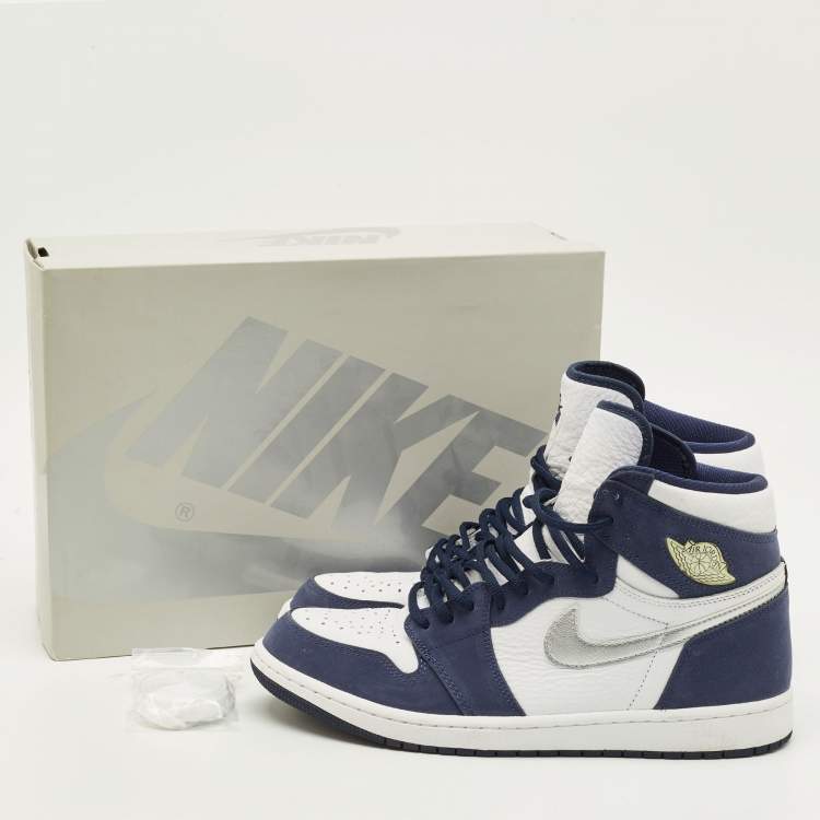 Pre Owned Air Jordans Jordan 1 Retro CO.JP Midnight Navy Size 45 Multicolor Nubuck and Leather High Top Sneakers