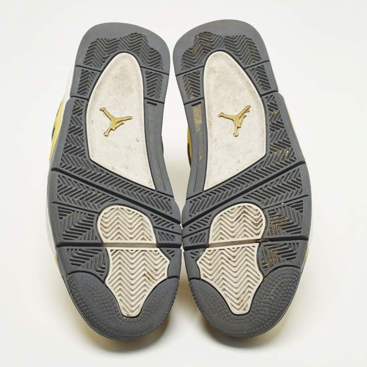 Pre Owned Air Jordans 4 Retro Size 45 Yellow Nubuck Leather High Top Sneakers