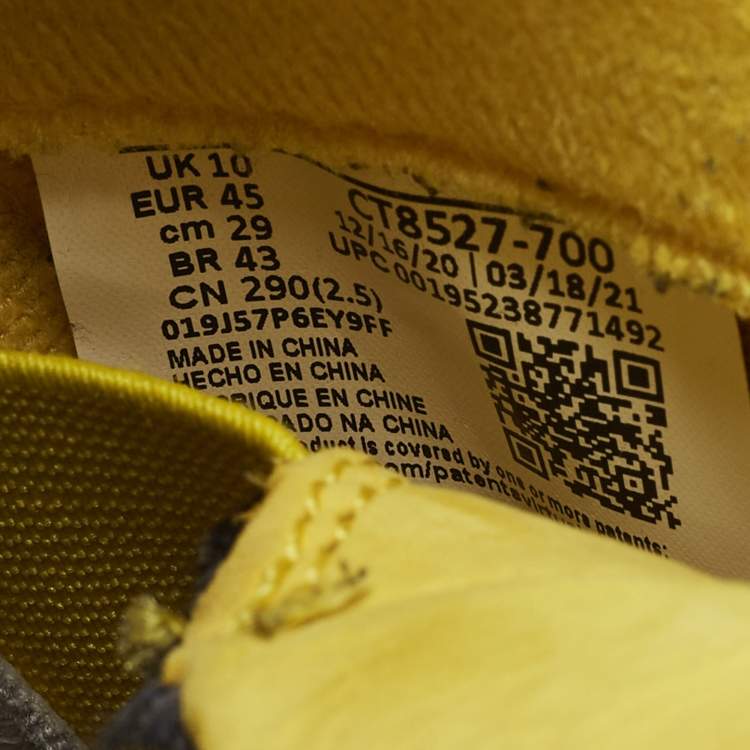 Pre Owned Air Jordans 4 Retro Size 45 Yellow Nubuck Leather High Top Sneakers