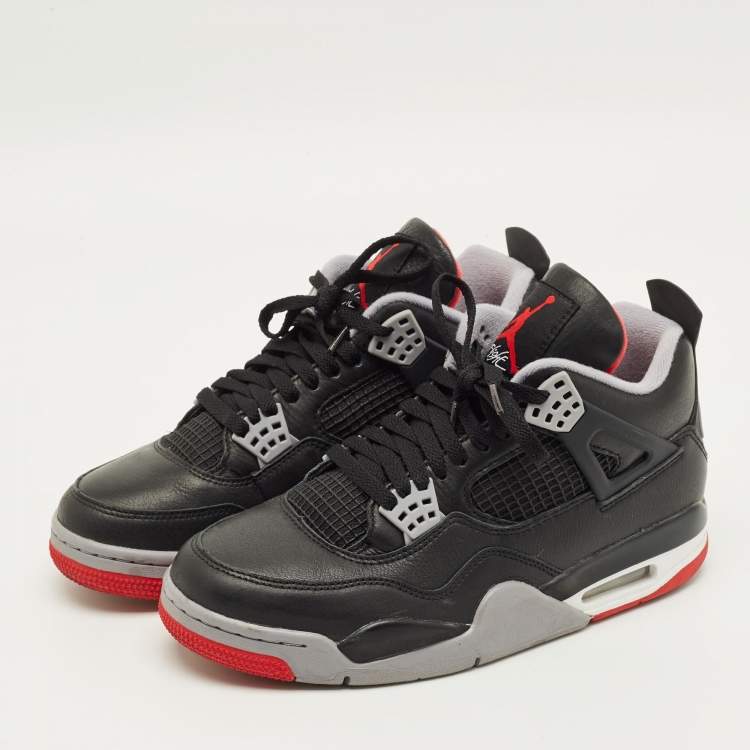 Pre Owned Air Jordans Jordan 4 Retro Bred Reimagined Size 42.5 Black Leather High Top Sneakers