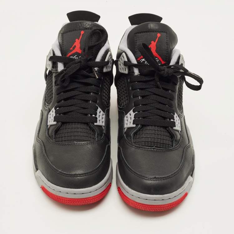 Pre Owned Air Jordans Jordan 4 Retro Bred Reimagined Size 42.5 Black Leather High Top Sneakers