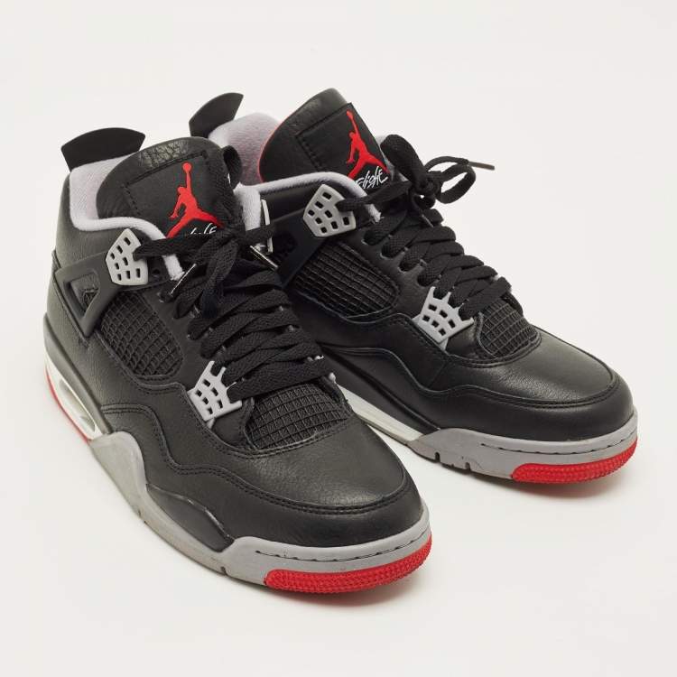 Pre Owned Air Jordans Jordan 4 Retro Bred Reimagined Size 42.5 Black Leather High Top Sneakers