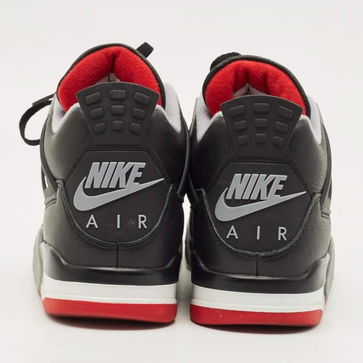 Pre Owned Air Jordans Jordan 4 Retro Bred Reimagined Size 42.5 Black Leather High Top Sneakers