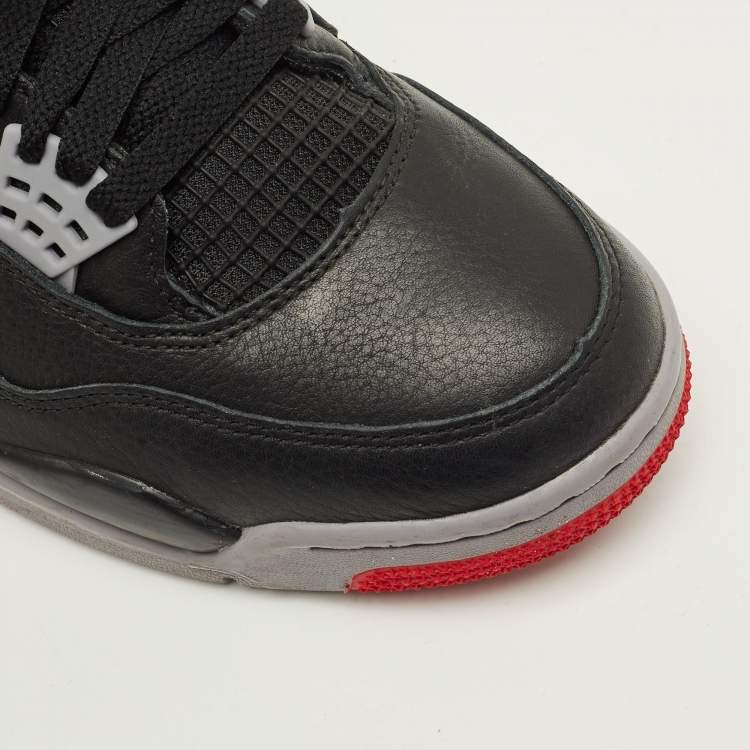 Pre Owned Air Jordans Jordan 4 Retro Bred Reimagined Size 42.5 Black Leather High Top Sneakers