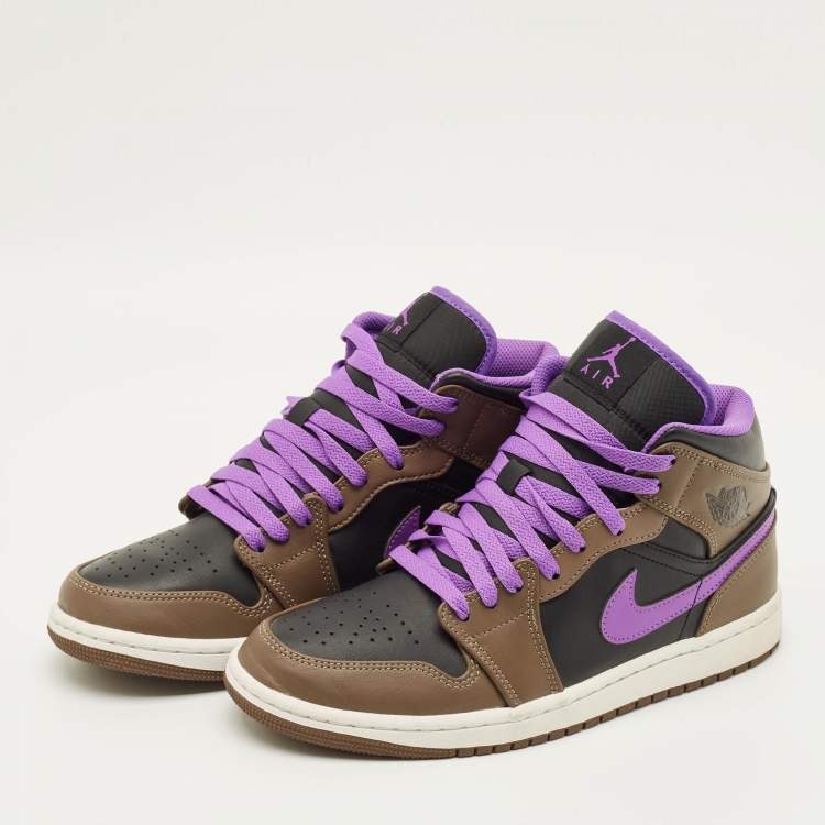 Pre Owned Air Jordans Jordan 1 Size 42 Tricolor Leather Mocha High Top Sneakers