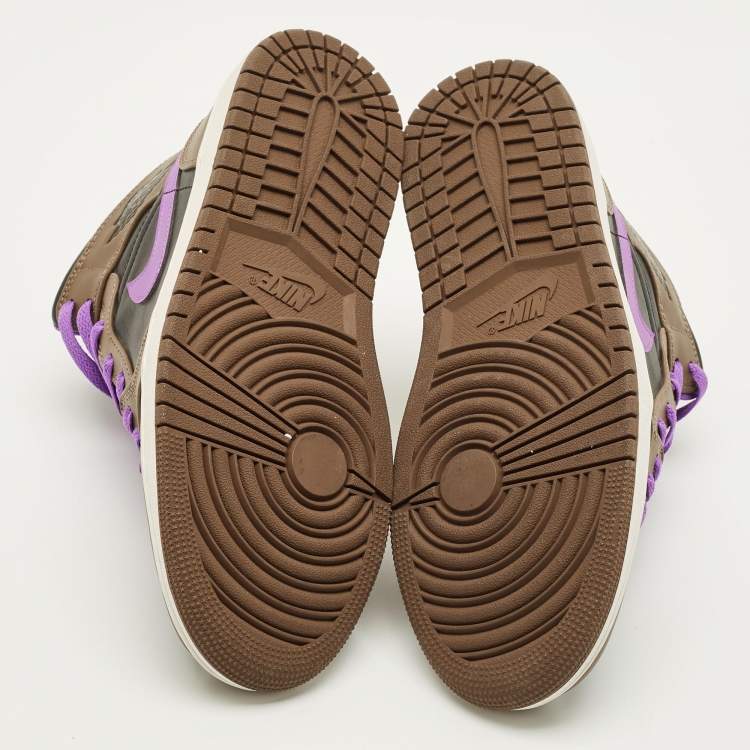 Pre Owned Air Jordans Jordan 1 Size 42 Tricolor Leather Mocha High Top Sneakers