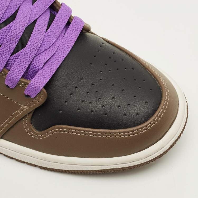 Pre Owned Air Jordans Jordan 1 Size 42 Tricolor Leather Mocha High Top Sneakers