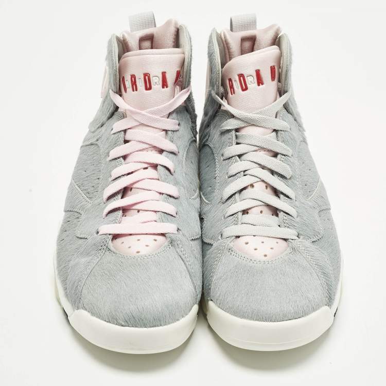 Pre Owned Air Jordans Jordan 7 Retro Neutral Grey Size 42 Grey Calf Hair High Top Sneakers