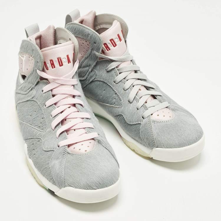 Pre Owned Air Jordans Jordan 7 Retro Neutral Grey Size 42 Grey Calf Hair High Top Sneakers