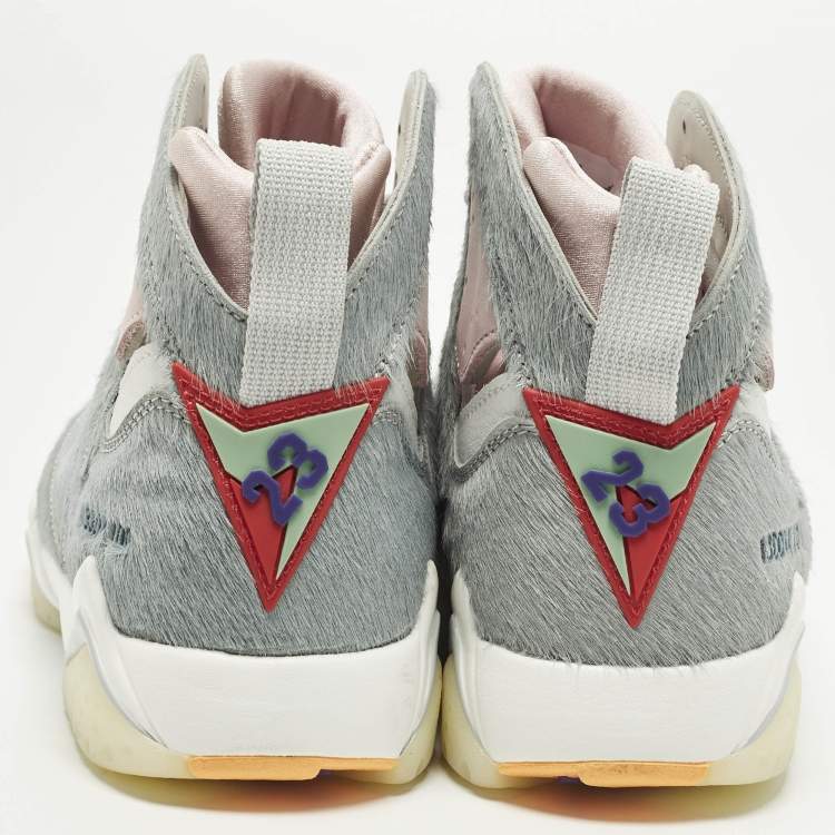 Pre Owned Air Jordans Jordan 7 Retro Neutral Grey Size 42 Grey Calf Hair High Top Sneakers