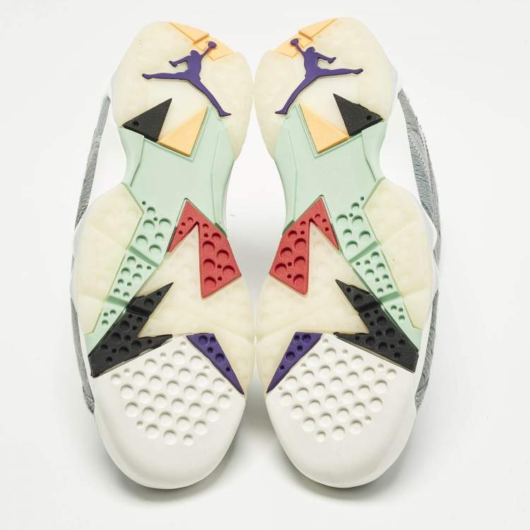 Pre Owned Air Jordans Jordan 7 Retro Neutral Grey Size 42 Grey Calf Hair High Top Sneakers