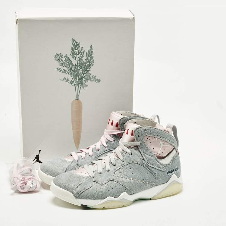 Pre Owned Air Jordans Jordan 7 Retro Neutral Grey Size 42 Grey Calf Hair High Top Sneakers